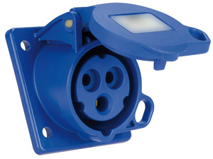 Presa inclinata da incasso industriale, blu, 2P+T IP44 230V 16A (Solera 931121A) - Product Image 1