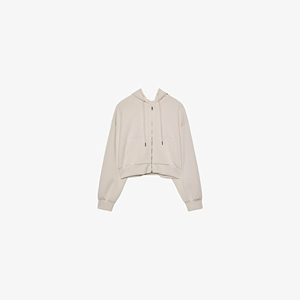 เสื้อสเวตเชิ้ตผู้หญิงแบบมีฮู้ด ทรงหลวม สั้น ซิปหน้า ผ้าฟลีซ ปักโลโก้ พิมพ์ลายพัฟฟ์ ย้อมสีพื้น สำหรับฤดูหนาว ผ้าฝ้าย 100% รับผลิตจำนวนมากแบบ OEM - Product Image 6