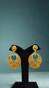 ชุดต่างหูพร้อม22CT สีทองสไตล์ Jhumka ที่ออกแบบมาใหม่เครื่องประดับสำหรับผู้หญิง - Product Image 3