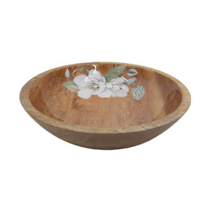 Bol à fruits décoratif en bois de forme ronde pour la cuisine et les plats de table et les collations, bols de service faits à la main - Product Image 3