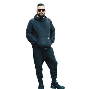 Conjuntos de prendas de vestir exteriores sudaderas con capucha polar al aire libre 100% algodón pantalones de chándal de punto de gran tamaño deportes con capucha invierno chándal moda - Product Image 1