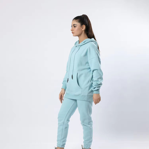 Survêtements pour femmes de haute qualité 100% sweat à capuche léger en coton avec impression de logo personnalisé pour pantalons - Product Image 6
