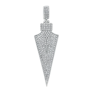 Unisex sólido 925 plata esterlina platino plateado punta de flecha diamante colgante Hip Hop joyería de moda para fiestas - Product Image 2