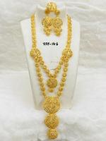 Ensemble de Bijoux de Mode Vintage Plaqué Or 24K Style Comores Mayotte, Incluant un Collier et des Joncs en Cuivre Ornés de Diamants, Cadeau Idéal pour les USA