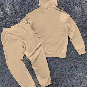 ชุดวอร์มกีฬาผู้ชายแบบมีฮู้ดสำหรับฤดูหนาว ผ้าหนา ปักลาย ชุดสองชิ้น - Product Image 2