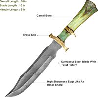 Couteau de chasse fait main avec gaine en cuir forgé à la main en acier damas couteau Bowie à lame fixe couteaux à lame fixe pour l'extérieur