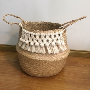 ตะกร้าหญ้าทะเลแบบถักด้วยมือ, - Product Image 4