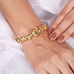 <b>Gold</b>-Plated Tourmaline And Hessonite <b>Beaded</b> <b>Bracelets</b> for Women Trendy Wedding Anniversary & Party Gift - Product Image 3