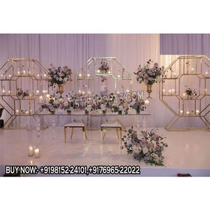 Arches hexagonales décoratives en métal pour la scène de mariage Arches de mariage en métal doré Support de toile de fond pour mariage Arche dorée M - Product Image 1