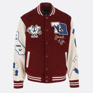 Custom Logo High Quality Chenille Embroidery Patchwork Streetwear Winter Bomber Letterman Men Varsity Jacket for Men - Product Image 4