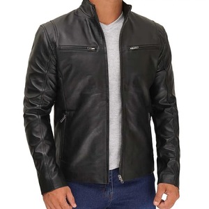 Custom <b>Retro</b> Classic Blue <b>Leather</b> Racing <b>Jacket</b> for Men Casual Winter Oem Logo Patch Design Motorcycle <b>Jacket</b> - Product Image 4