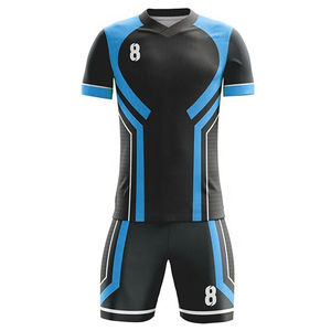 Nuevo Uniforme de Fútbol Rosa con Logotipo Personalizado por Transferencia de Calor 25/26, Versión para Jugador, Camiseta de Fútbol Corta Delantera Negra y Azul, Conjunto Unisex - Product Image 1