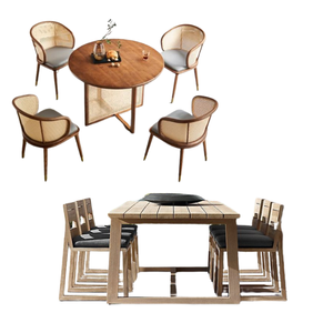 Juego de comedor de diseño moderno y lujoso, mesa de comedor y silla de madera maciza para restaurante, directo de fábrica - Product Image 5