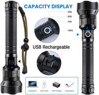 Lampe torche zoom étanche super lumineuse longue portée XHP 50 70 puissante 1500 lumens LED rechargeable tactique