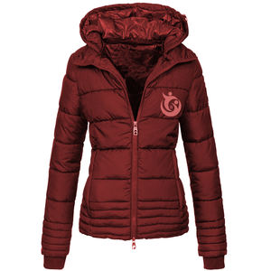 Women's Winter Eco-Friendly Custom Front Logo High Collar <b>Quilted</b> Zip Puffer Thick Coat Long Sleeve Breathable Waterproof - Product Image 1