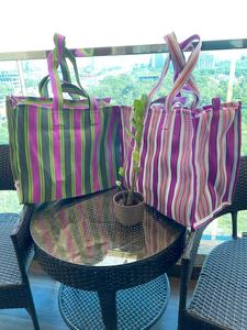 Sacs à provisions rayés PP tissés réutilisables écologiques Métier à tisser en plastique polypropylène nylon recyclé durable fabriqué en Inde-en vrac - Product Image 2