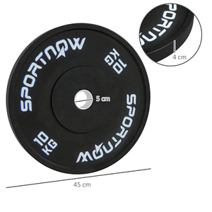 SPORTNOW Lot de 2 disques de gymnastique de 10kg pour haltères et haltères avec fixation Ø 5cm, noir - Product Image 3