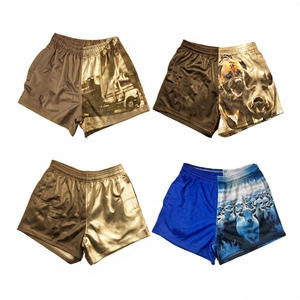 Shorts de rugby unisexe personnalisés en polyester respirant imprimé par transfert thermique, grandes tailles, avec cordon de serrage – Vente en gros - Product Image 5