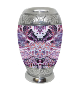 Urnes de crémation de texture de marbre d'élégance pourpre et or avec sac de velours gratuit - Product Image 5