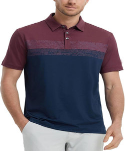 Polo de golf à manches courtes pour hommes coupe sèche et performance, t-shirts évacuant l'humidité avec impression poitrine et bloc de couleurs - Product Image 1
