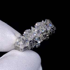 925 Silver Moissanite Eternity Band <b>Ring</b> Pear Shape VVS Diamond Wedding <b>Ring</b> Women's Anniversary Gift <b>Iced</b> Wedding <b>Ring</b> - Product Image 1