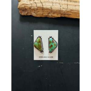 Pendientes geométricos Elouise Kee Royston con turquesa y plata de ley con engaste de bisel - Product Image 1