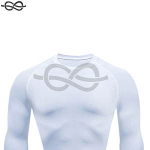 T-shirt de sport à manches longues pour hommes, vêtements de compression de gymnastique thermique et athlétique, haut léger pour hommes, blanc - Product Image 2