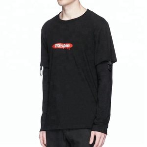 T-shirt Hip Hop à double manches Maillot respirant Col en O Logos imprimés Chemise longue pour jeune adulte pour les plus populaires - Product Image 2