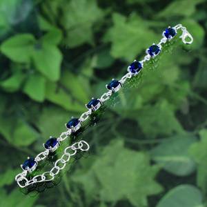 Bracelet en argent saphir bleu fait à la main chaîne réglable bijoux en argent Sterling cadeau de fête de mariage religieux chrétien pour elle - Product Image 6