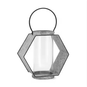 Lanterne en verre de forme carrée en métal Décoration de table pour la maison Hôtel Jardin Extérieur Porte-bougie Lanterne plaquée cuivre - Product Image 2