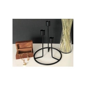 Bougeoir de table noir mat en fil métallique pour la décoration intérieure Meilleure vente de piliers de bougies - Product Image 1