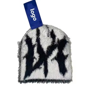2025 Mohair hommes femmes lettre Jacquard Beanie avec partout Crochet hiver laine tricot Ski Beanie Mohair casquettes pour l'hiver - Product Image 3