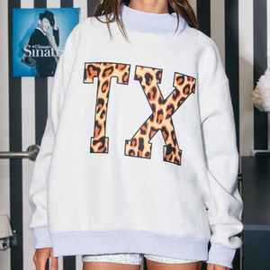 Sweat-shirt à col montant réversible en polaire écologique surdimensionné à manches longues pour femme avec logo personnalisé Lettre Automne Hiver - Product Image 5