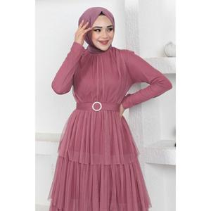 Vestido de Noche Formal XS con Volantes de Tul y Lentejuelas, Cuello Alto, Cintura Imperio y Cola Larga para Fiestas y Eventos Formales - Product Image 2