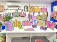 Pochette cosmétique et sacs de marché en nylon recyclé PP tissé rayé, réutilisables, écologiques, personnalisables, fabriqués en Inde, vente en gros