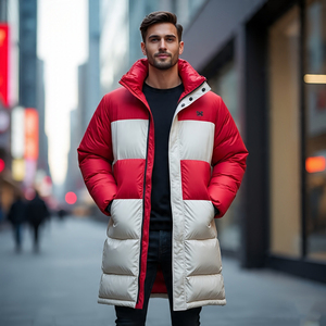 เสื้อโค้ทผู้ชายแขนยาวบุนวมกันลมเสื้อแจ็คเก็ตตัวยาวขนเป็ดน้ำหนักเบามีซิป - Product Image 1