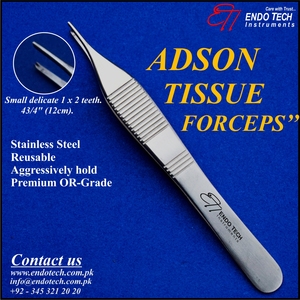 Source d'alimentation manuelle en acier Adson Brown Forceps TC - Product Image 2