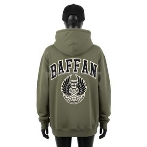 Sudadera con capucha de lana pesada para mujer 360GSM Mezcla de algodón Premium Bordado de chenilla verde Diseño de logotipo personalizado Sudaderas con capucha básicas para mujer - Product Image 2