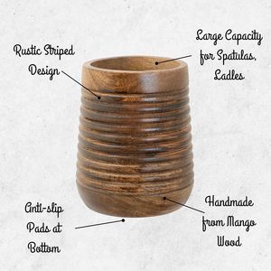 Soporte rústico para utensilios grandes de 7 pulgadas para encimera de cocina | Organizador de espátula de cocina de madera para Fiesta | Acción de Gracias - Product Image 3