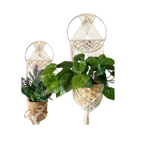 Trois pots suspendus en macramé, métal, finition de haute qualité, écologiques, modernes, pour la décoration de jardin intérieur et extérieur - Product Image 5