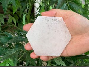 ดอกไม้จักระที่สวยงามของชีวิตสลักแผ่นชาร์จ SELENITE/แกะสลักแผ่นหกเหลี่ยม SELENITE/คริสตัลรักษา SELENITE - Product Image 4