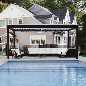 Pergola motorisée murale en aluminium pour extérieur avec finition thermolaquée, auvent à toit à lamelles pour balcon et jardin - Product Image 5