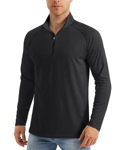 Vêtement de sport en gros, noir, personnalisé, col montant, 250 g/m², nylon, col rond, salle de sport, fitness, course à pied, manches longues pour homme - Product Image 3