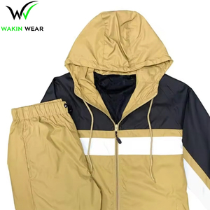 Ensembles de jogging deux pièces en nylon décontracté pour hommes Short coupe-vent à blocs de couleurs pour les sports d'hiver Design respirant - Product Image 3