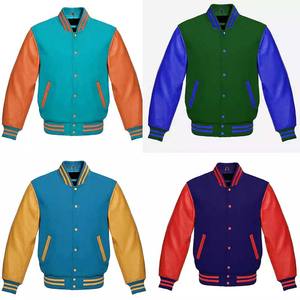 2025 vestes universitaires Letterman personnalisées pour hommes femmes et enfants corps en laine véritable avec manches en cuir véritable conception vierge unie - Product Image 3