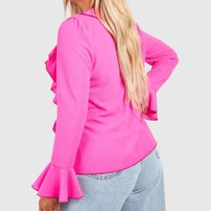 Blusa transpirable de algodón para mujer, blusa de oficina con cuello vuelto para mujer, Blusa de gasa de manga larga - Product Image 6