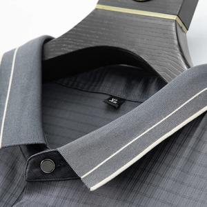 Verano negocios Casual Patchwork Polo camisa de manga corta para hombre nuevo coreano suelto rayas estampado cremallera cuello manga corta Camiseta - Product Image 3