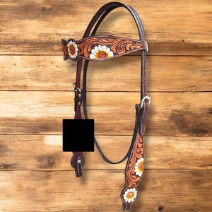 Tête de bêteau en cuir occidental léger de haute qualité, collier de poitrail respirant avec ferrures en laiton, tête de bêteau confortable - Product Image 2