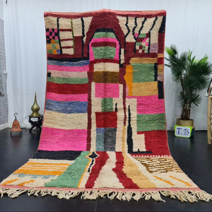 พรมปูสไตล์โมร็อกโกพรมขนแกะสีแดงลายแอบสแตรกต์ - Product Image 1