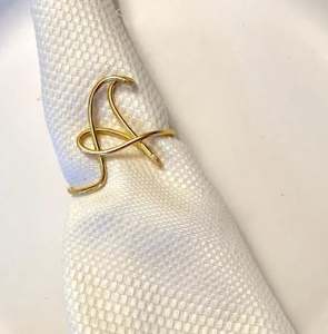 Anneaux de serviette décoratifs de table à manger de luxe modernes, accessoires uniques en métal doré, durables et écologiques pour les occasions de mariage et de fête - Product Image 5